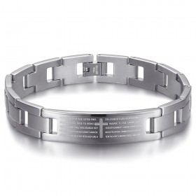 Pulsera ajustable de los hombres de acero inoxidable de plata Cruz Oración 22cm IM#24138