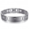 Bracelet homme réglable Acier inoxydable Argent Croix Prière 22cm  IM#24138