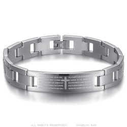 Men's adjustable bracelet Stainless steel Silver Cross Prayer 22cm IM#24139