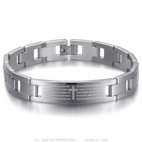 Bracciale regolabile da uomo in acciaio inossidabile Croce di preghiera in argento 22cm IM#24139