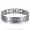 Herrenarmband verstellbar Edelstahl Silber Kreuz Gebet 22cm IM#24139