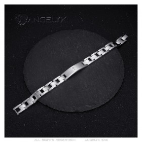 Bracciale regolabile da uomo in acciaio inossidabile Croce di preghiera d'argento 22 cm IM#24140