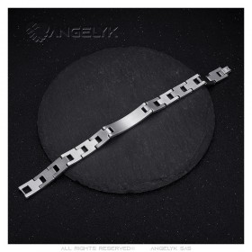 Herrenarmband verstellbar Edelstahl Silber Kreuz Gebet 22cm IM#24141