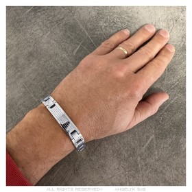 Herrenarmband verstellbar Edelstahl Silber Kreuz Gebet 22cm IM#24142