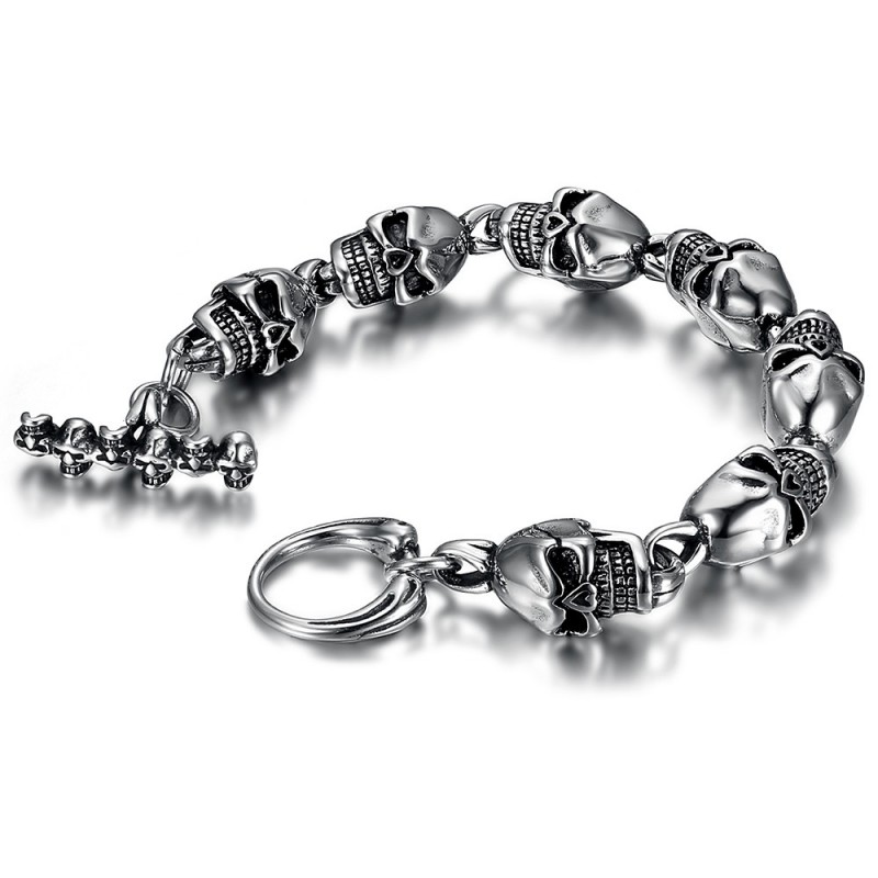 Men's Biker Bracelet Skull & Crossbones Any length IM#24145 Men's Biker Bracelet Skull & Crossbones Any length IM#24145