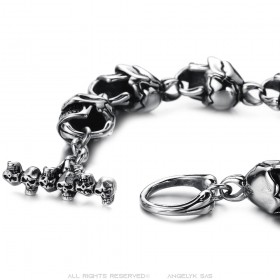 Pulsera de motorista de los hombres Skull & Crossbones Cualquier longitud IM#24149