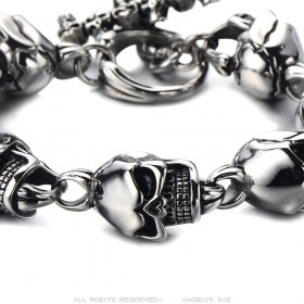 Bracelet homme Biker Tête de Mort Longueur au choix  IM#24150