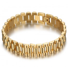 Bracciale oyster regolabile da uomo Acciaio inossidabile Oro IM#24154