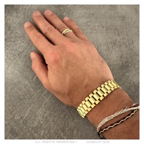 Men's adjustable oyster mesh bracelet Stainless steel Gold IM#24158