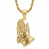 Pendentif mains priant Acier Inoxydable Or Collier Chaîne  IM#24161