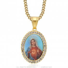 Colgante nuestra señora del sagrado corazón de cristo Oro Acero IM#24168