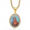 Ciondolo Nostra Signora del Sacro Cuore di Cristo Oro Acciaio IM#24168