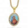 Colgante nuestra señora del sagrado corazón de cristo Oro Acero IM#24168