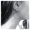 Boucles d'Oreilles Femme Créoles Coeur Acier Argent  IM#24176