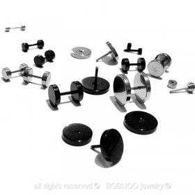 PIP0007 BOBIJOO Jewelry Orecchino Finto Piercing Plug In Metallo Acciaio Riavvolgitore