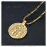 Medaille St. Benedikt als Anhänger Edelstahl Gold IM#24188