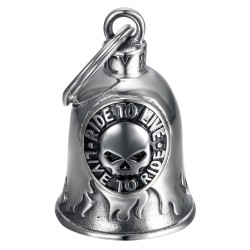 Clochette moto Mocy Bell Skull Ride to Live Acier inoxydable Argent  IM#24198