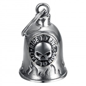 Campanello per moto Mocy Bell Skull Ride to Live Acciaio inossidabile Argento IM#24198