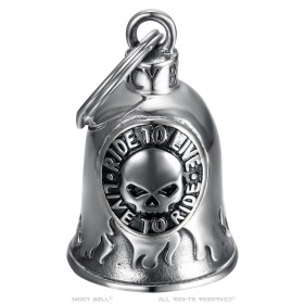 Campanello per moto Mocy Bell Skull Ride to Live Acciaio inossidabile Argento IM#24199