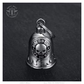 Motorcycle Bell Mocy Bell Skull Ride to Live Stainless Steel Silver IM#24200