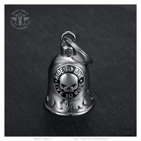 Campana de motocicleta Mocy Bell Skull Ride to Live Acero inoxidable Plata IM#24200