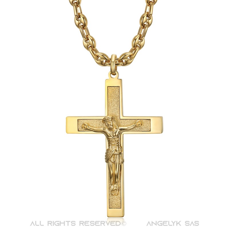 Plaqué Or Croix De Jesus Collier Bijoux Collier Croix De Dieu - Main Image