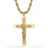 Cruz con Cristo Colgante Cadena de acero de oro grano de café IM#24228
