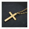 Pendentif croix avec Christ Acier Or Chaîne grain de café  IM#24230