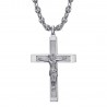 Anhänger Kreuz mit Christus Stahl Silber Kette Kaffeebohne IM#24233