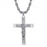 Pendentif croix avec Christ Acier Argent Chaîne grain de café  IM#24233