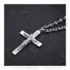 Cross with Christ Pendant Silver Steel Coffee Bean Chain IM#24235