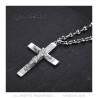 Cross with Christ Pendant Silver Steel Coffee Bean Chain IM#24235