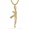 Large Kalashnikov AK47 Assault Rifle Pendant Gold IM#24240