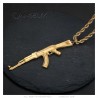 Grand pendentif Kalashnikov Fusil Assaut AK47 acier Or  IM#24241