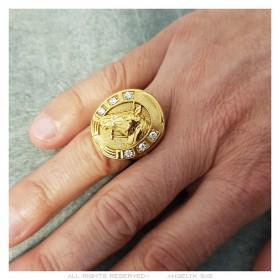 Horseshoe Ring Diamond Camargue Traveller Steel Gold   IM#24255