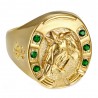 Horseshoe Ring Emerald Green Camargue Traveller Steel Gold IM#24258