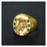 Horseshoe Ring Emerald Green Camargue Traveller Steel Gold IM#24260