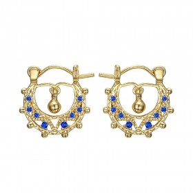 Savoyard Baby 15mm Creoles Sapphire Blue Gold  IM#24271