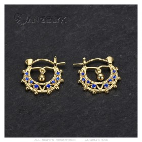 Savoyard Baby 15mm Creoles Sapphire Blue Gold  IM#24273