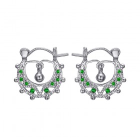 Savoyard Baby 15mm Creoles Emerald Green Silver  IM#24301