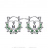 Creoles Savoyard Baby 15mm Verde Esmeralda Plata  IM#24302