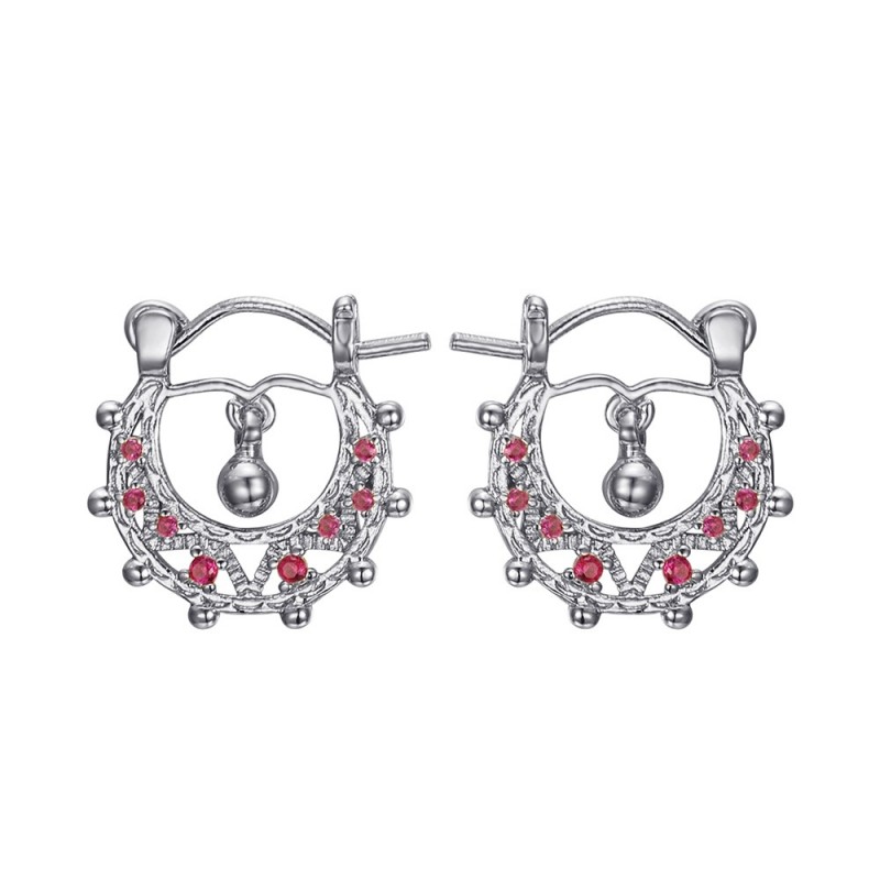 Savoyard Baby 15mm Creoles Ruby Red Fire Silver IM#24307