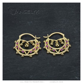 Savoyardes Niño Adulto 25mm Creoles Zafiro Rosa Oro IM#24315