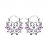 Savoyardes Bambino Adulto 25mm Creoles Rosa Zaffiro Argento IM#24319