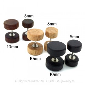 Boucle d'Oreille Faux Piercing Plug Bois Métal Acier bobijoo