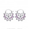 Savoyardes Bambino Adulto 25mm Creoli Rosa Zaffiro Argento IM#24320