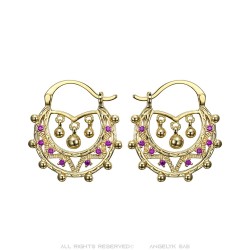 Savoiardi da donna adulti 35 mm Creoles oro rosa zaffiro IM#24326