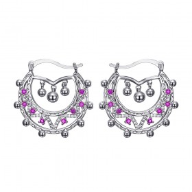 Savoyard Mujeres Adulto 35mm Creoles Rosa Zafiro Plata IM#24331