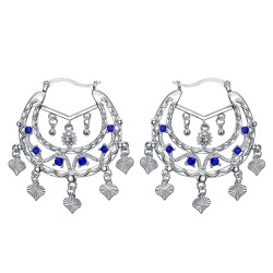 Niglo Orecchini savoiardi Gitane da donna in argento con zaffiro IM#24337