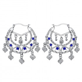 Boucles d'oreilles Savoyardes Niglo Femme Gitane Argent Saphir  IM#24337